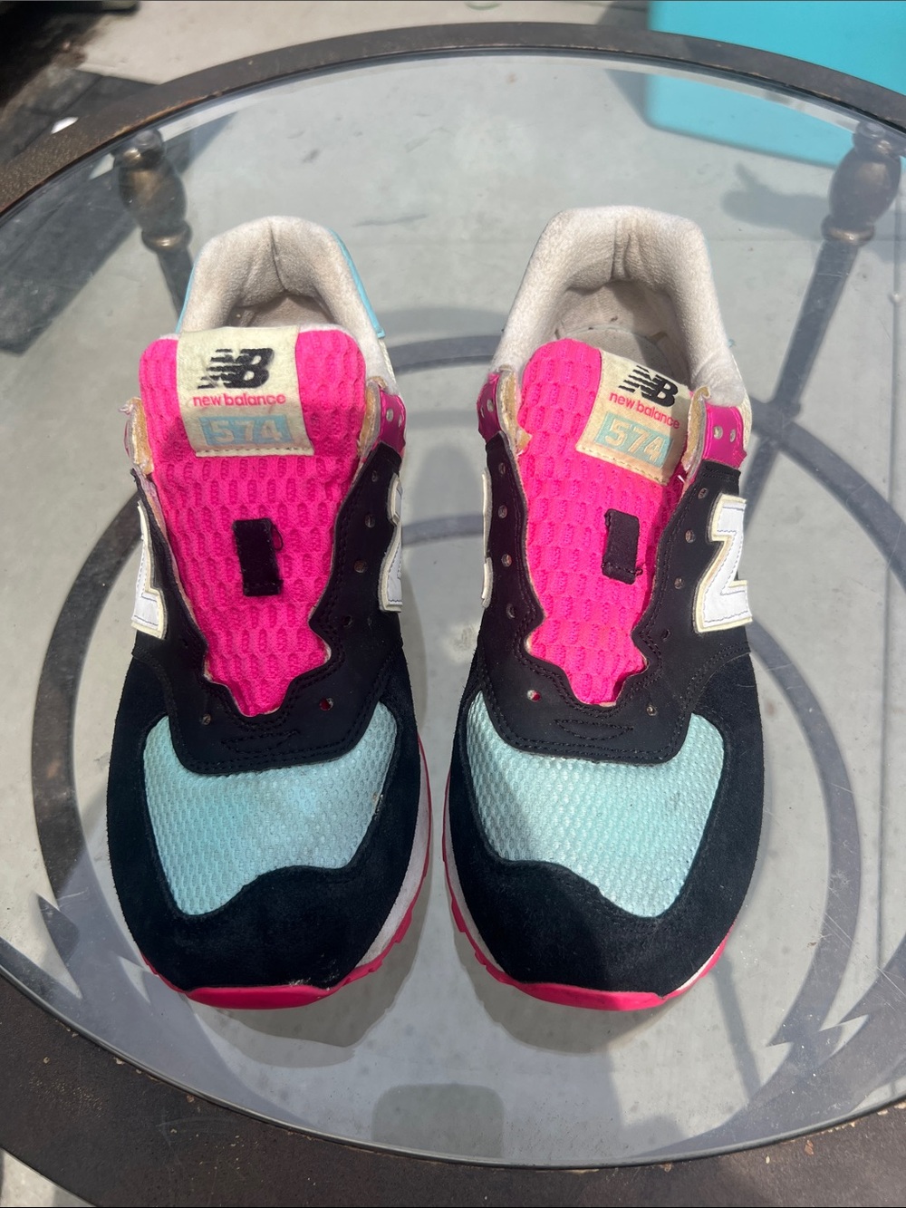 New Balance 574 Black Pink Glow Sneakers Teal WL574GP2 Women’s Size 10